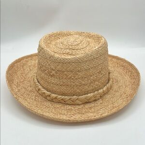 Dorfman Pacific Genuine Raffia Straw Hat S/M Woven Band Beach Golf Sun Fun